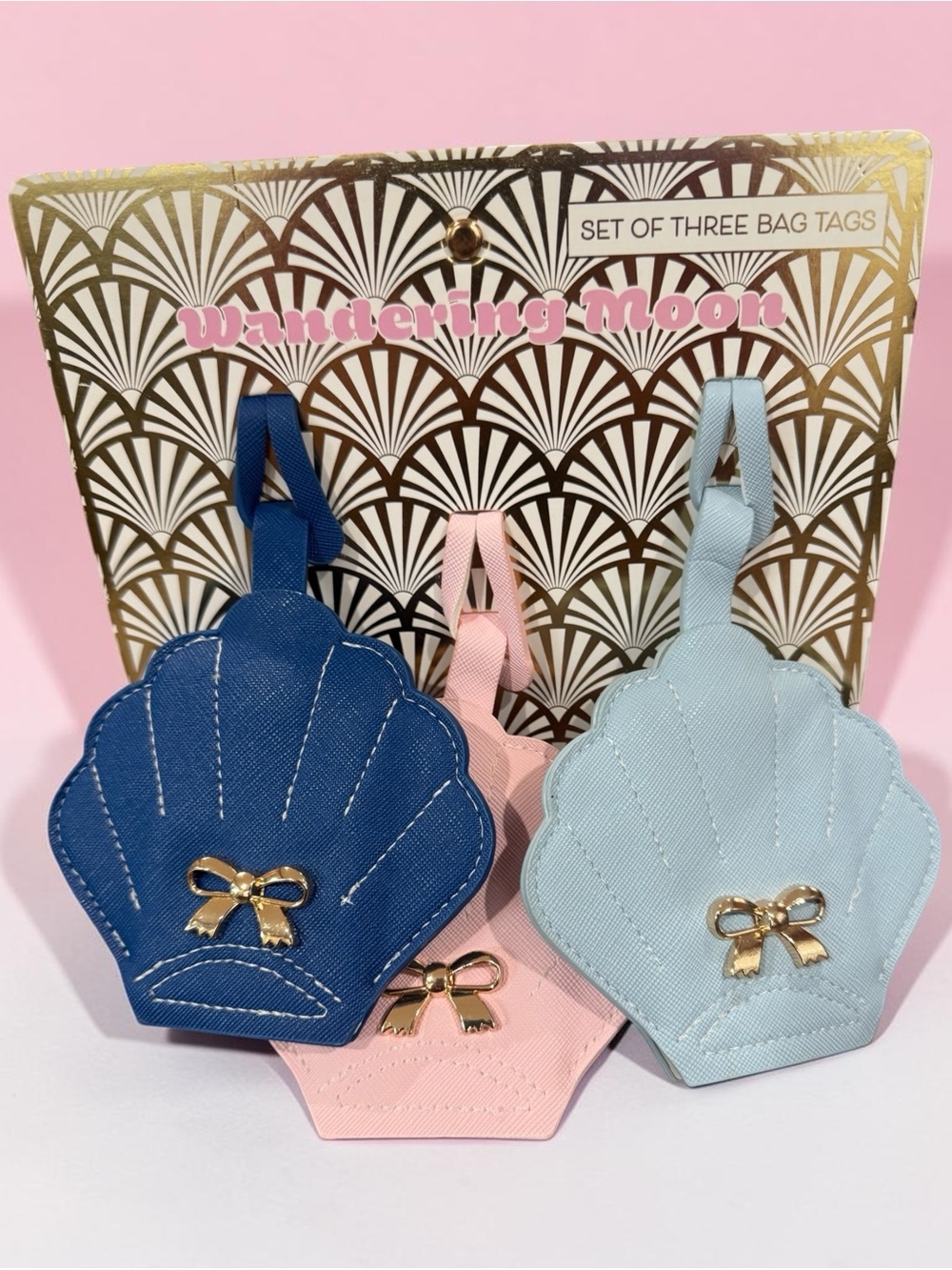 Shell Bag Tag Set or luggage - Blue, Pink & Light Blue